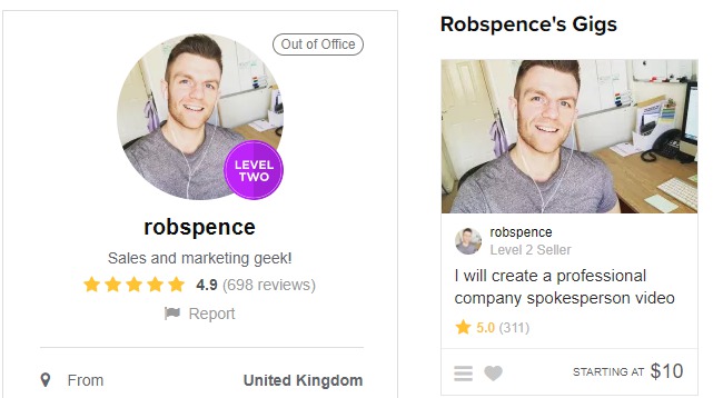 Robspence Selling gigs on Fiverr