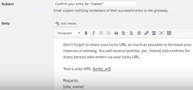 Entry Email Format