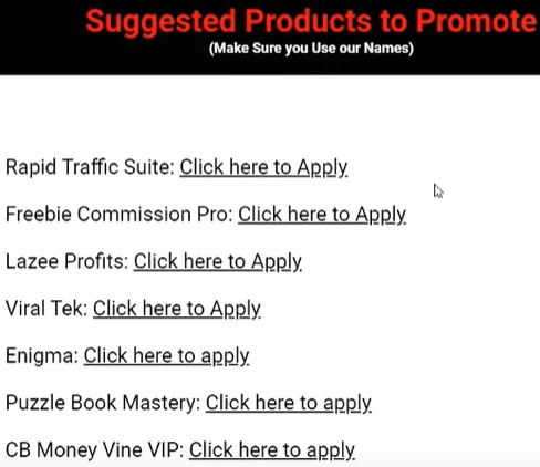 Suggested Products To Promote