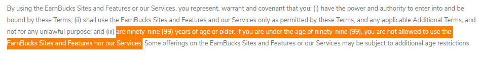 Earnbucks.co Review - You Need To Be 99 Or 99+ Years Old