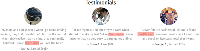 What Is AltasCash? - Fake Testimonials On SwiftBucks Site