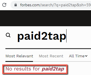 Is Paid2Tap A Scam? - Paid2Tap Not Found On Forbes Site